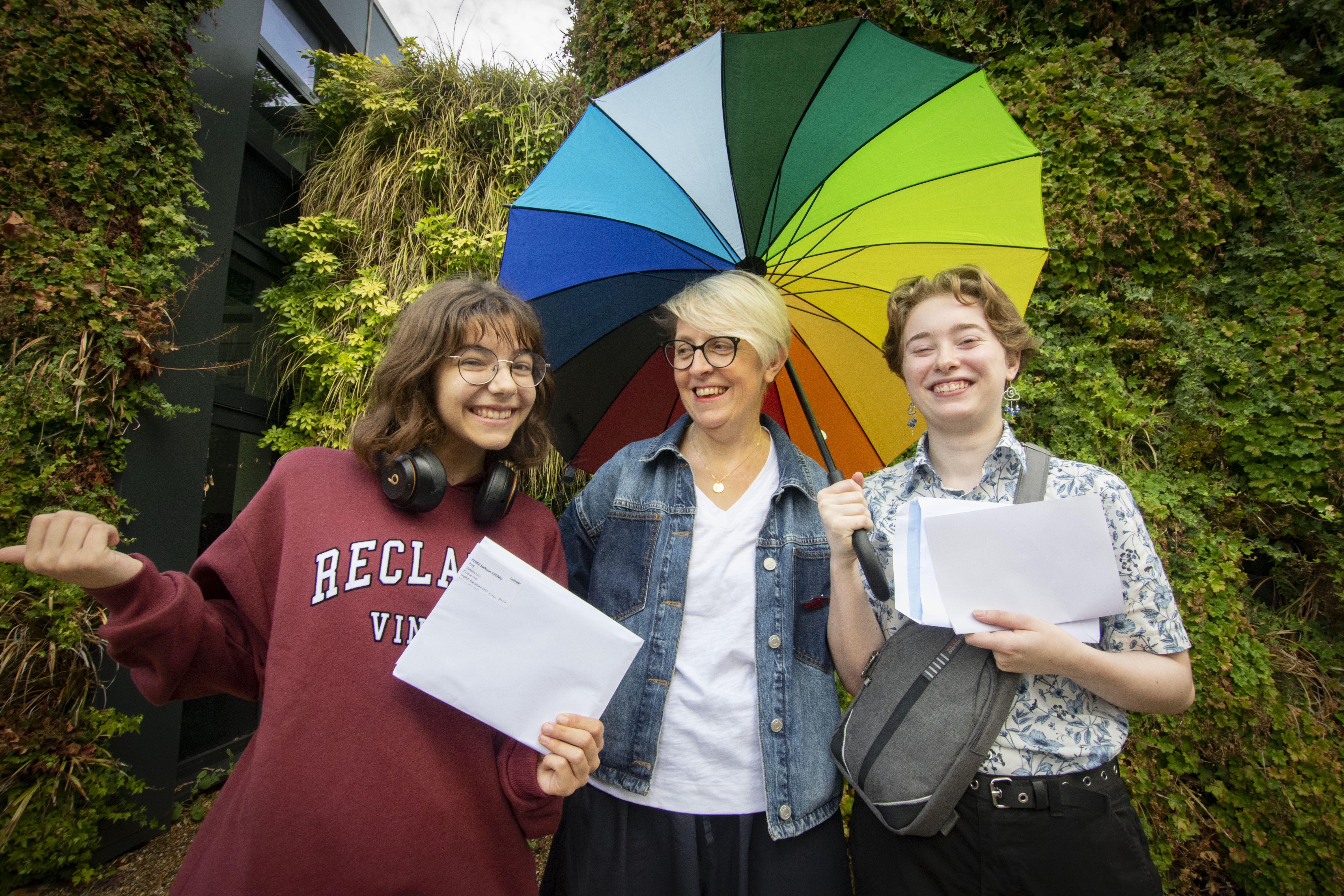 Parliament Hill A-level students Jackson (L) and Amber (R) with head Sarah Creasey.jpg